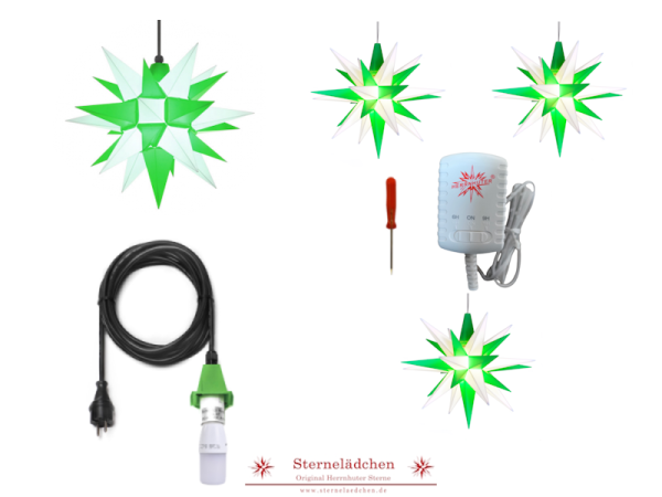 Herrnhuter Sterne-Set "Flexi" A4, weiß/grün